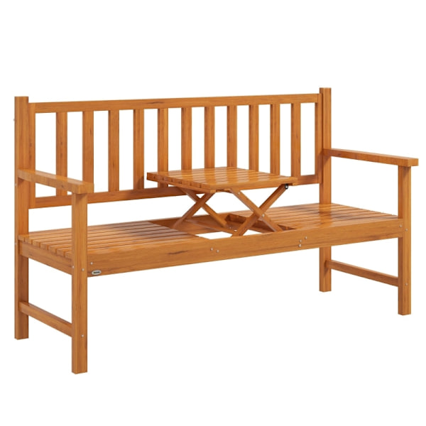 Rootz Puutarhapenkki - Puinen penkki - Ulkopenkki - Säänkestävä - Taitettava pöytä - 153cm x 56cm x 91cm - Massiivinen mänty - Vaaleanruskea