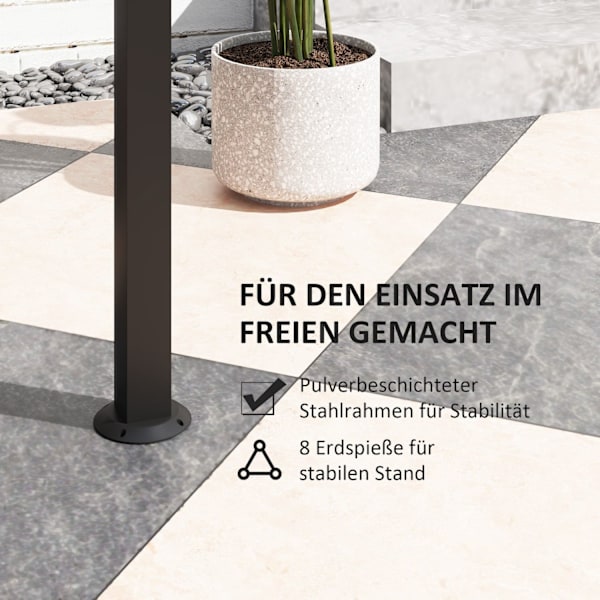 Rootz Grill Pavilion - Outdoor Shelter - BBQ Gazebo - Stålramar - Solskydd - 1,1 m x 2,3 m - Grå