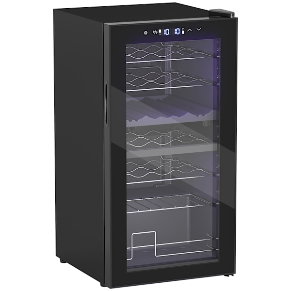 Rootz Small Wine -jääkaappi - mini jääkaappi - pullonjäähdytin - kaksoisvyöhyke - LED -valaistus - 43 cm x 45cm x 84 cm - 74L kapasiteetti 28 pullolle