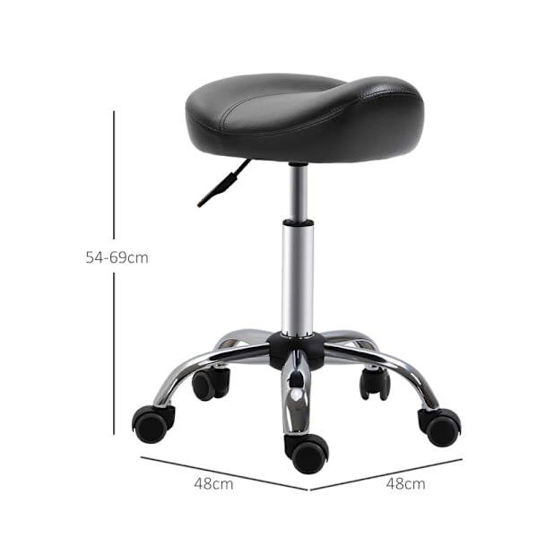 Rootz Salon Pall - Kontorspall - Pall i konstläder - Justerbar i höjdled - Ergonomisk design - 48cm x 48cm x 54-69cm
