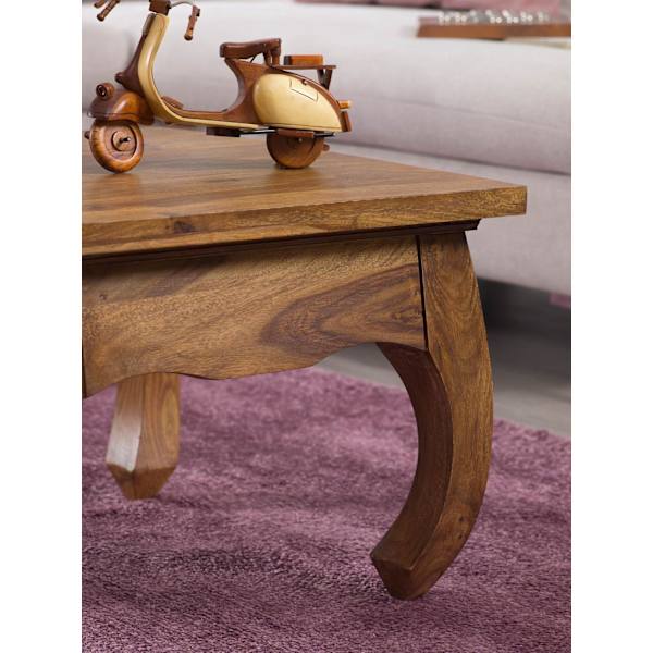 Rootz sofabord massivt træ Sheesham 60 cm bredt stuebord design mørkebrunt sidebord i landlig stil