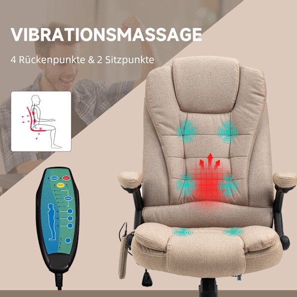 Rootz Massagestol med värmefunktion - Ergonomisk skrivbordsstol - Höjd justerbar - främjar blodcirkulation - 68L x 72W x 110-120H CM - Brun