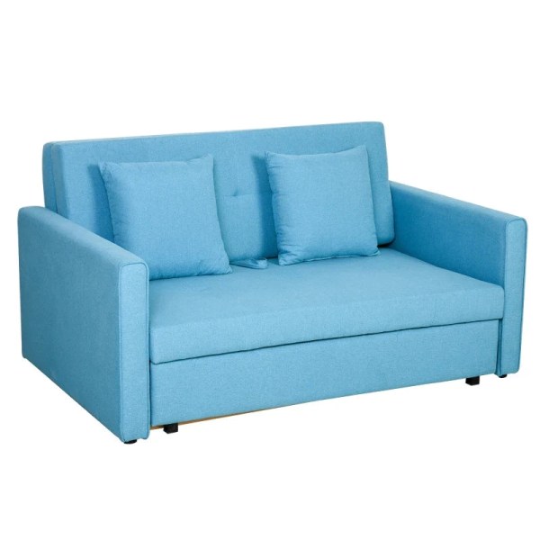 Rootz sovesofa - 2 personers sofa - Skjult opbevaringsplads - Blød polstring - Stilfuldt polybomuldsmateriale - Lyseblå - 152 x 101 x 81 cm