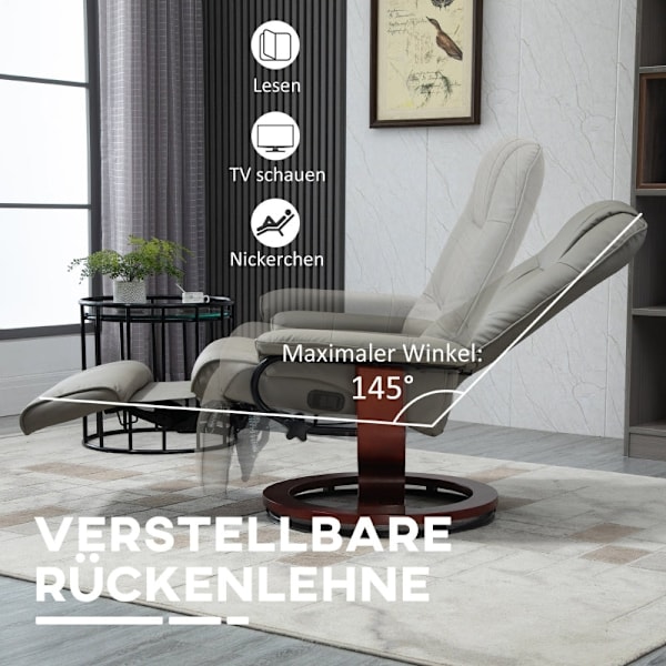 Rootz Swivel Recliner Stol - TV-stol - Manuellt fotstöd - konstläder - 78cm x 87cm x 100cm