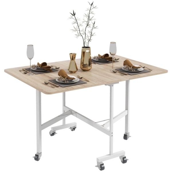 Rootz hopfällbart bord på hjul - Mångsidigt bärbar datorbord - Matbord - Utrymmesbesparande design - Hållbar konstruktion - Lätt rörlighet - 120L x 80