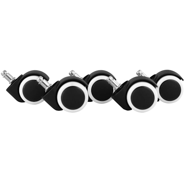 Rootz set om 5 slätt- hårt golv för kontorsstol 11 mm stift - diameter 50 mm - Vita premium kontorsstolshjul - Svängbara stolshjul för hårda golv