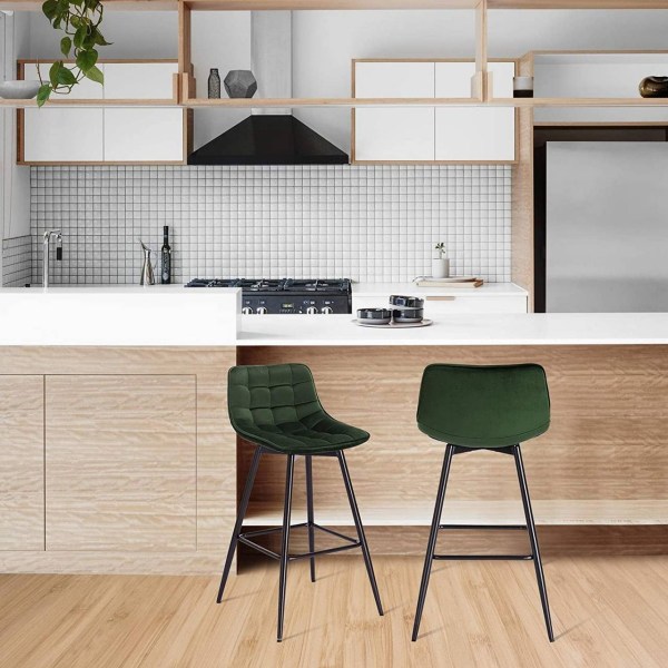 Rootz-baarijakkara - Työpöytäjakkara - Design-jakkara - samettia ja metallia - Mukava ja ergonominen - Vakaa ja kestävä - Monipuolinen ja tyylikäs - 4