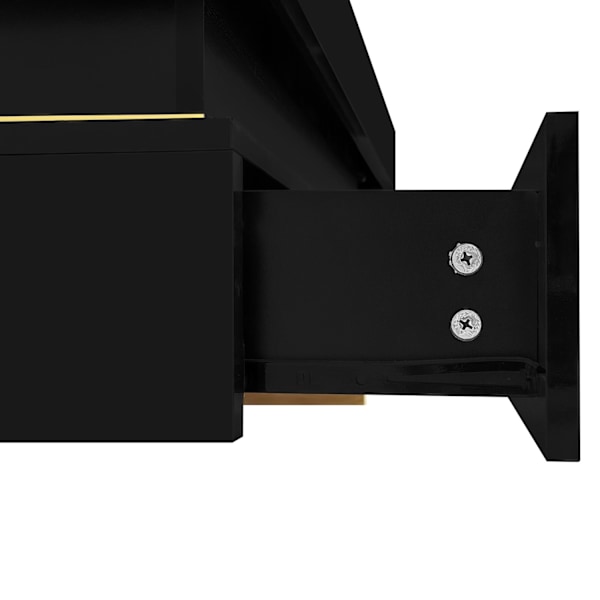 Rootz High Gloss Sofabord - Stue Bord - Goldbelagte accenter - Rigelig opbevaring - 70 cm x 70 cm x 35,5 cm