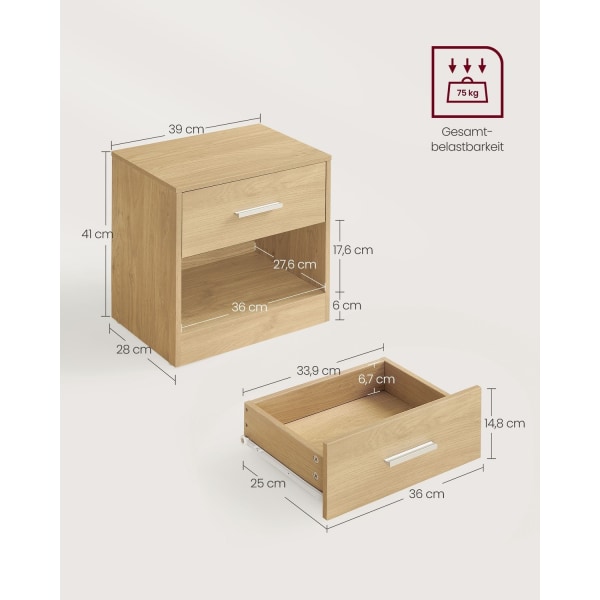 Rootz spånplade sidebord - Endebord - Natbord - Strågul - Letvægts - Robust - Nem montering - 28cm x 39cm x 41cm