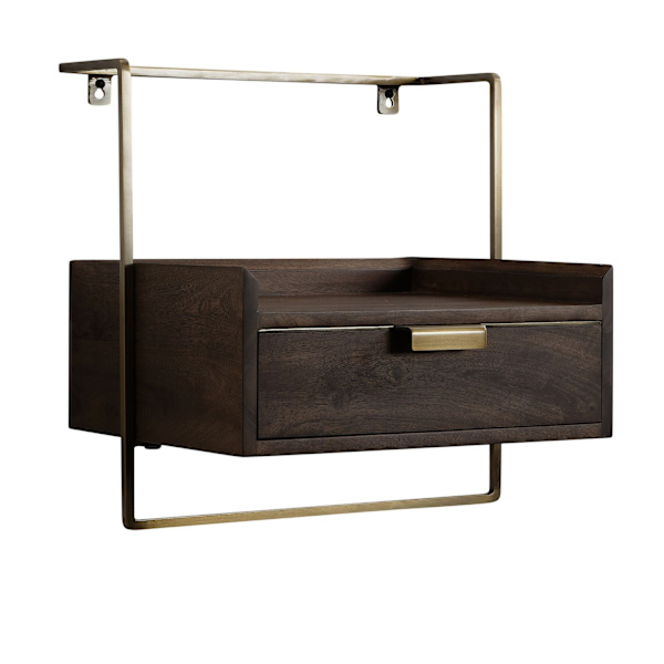 Rootz Modern Nattduksbord - Sängbord - Lådskåp - Handgjort - Massivt trä - Väggmonterat - 44cm x 45cm x 35cm