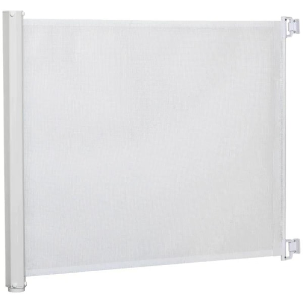 Rootz Dog Door Guard - Trappskydd - Säkerhetsavskiljare - Väggparti - Dörrskydd - Utdragbart trappskydd - Rullgardin - Rullbar - PVC - Vit - 115 x 82,