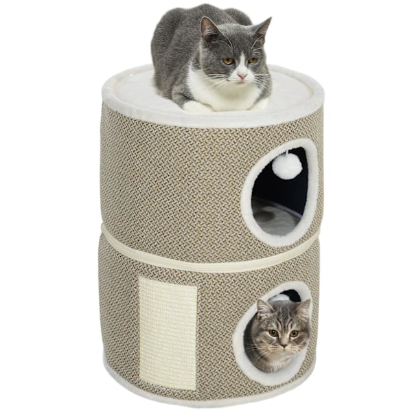Rootz Cat Tower 3 Tier - Cat House - Condo - Pehmo mukavuus - Ø40 x 56h cm - ruskea