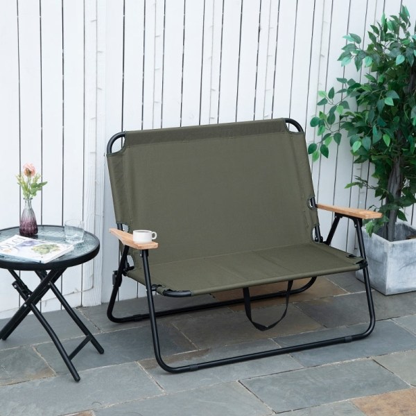 Rootz 2-sits campingstol - Bärbar trädgårdsstol - Regissörsstol - Bekväma sittplatser - Slitstark stålram - Vikbar design - 141cm x 67cm x 80cm