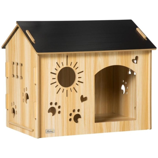 Rootz Hundekennel - Hundehus - Hundebur - Smådyrshus - MDF - Eg/Sort - 69 x 50 x 58,5 cm