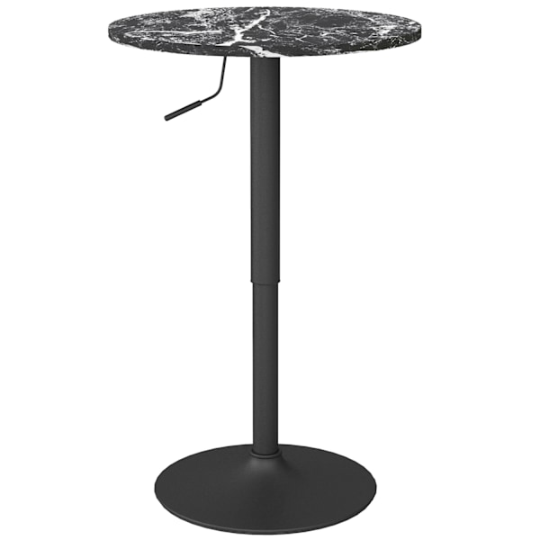 Rootz Marble Look Bar Table - Bistro Table - Højdejusterbar tabel - Rumbesparende design - 60 x 60 x 68-93,5 cm