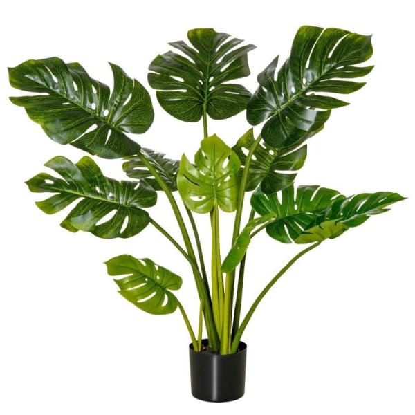 Rootz konstgjorda växter - Artificiell Monstera-växt - Utomhusdekoration för hemmakontor - Grön + Svart - 17cm x 17cm x 110cm