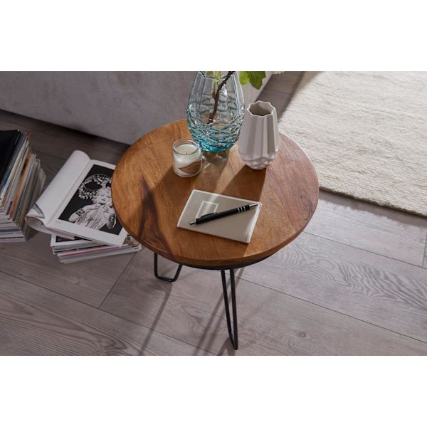 Rootz sidobord 43 x 45 x 43 cm Sheesham wood metall soffbord - Industriell stil Real Wood Bord Vardagsrum - Träbord Soffbord Metallben - Anstellisch D