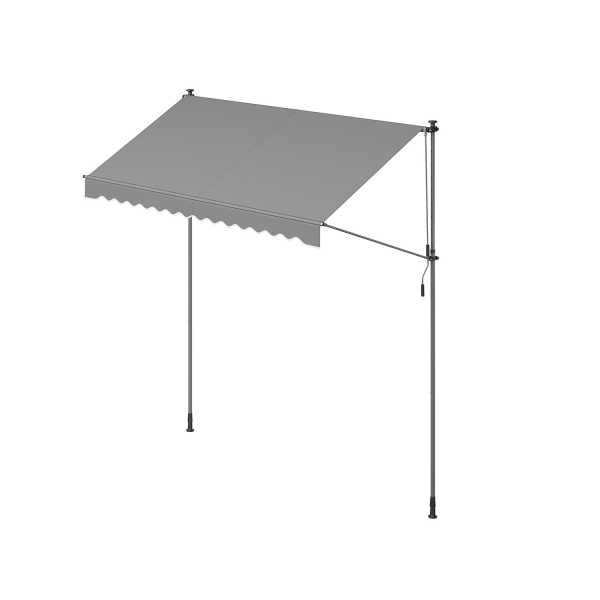 Rootz Clamp markiisi kammella - Harmaa kuomu - Sisäänvedettävä varjostin - UV-suoja - Jauhemaalattu teräs - Alumiiniseos - Polyesteri - 300cm x 120cm