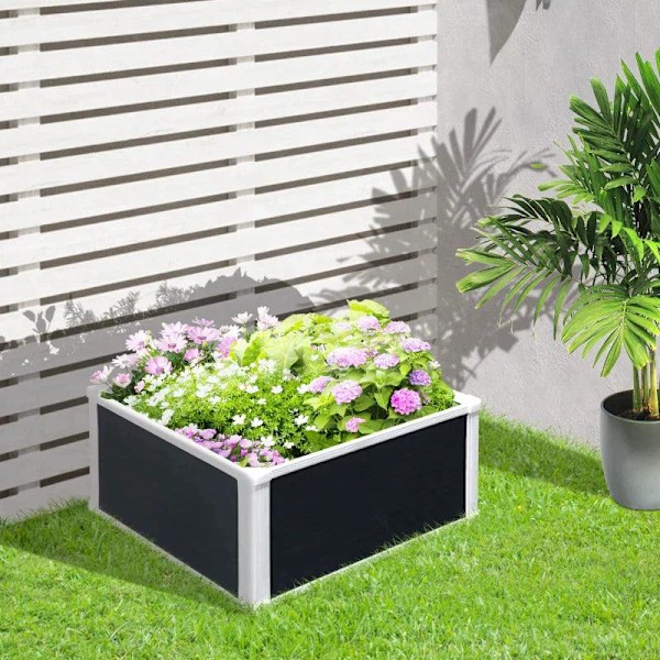 Rootz Højbed - Plantekasse med afvandingsfunktion - Beskyttelse mod skadedyr - Plast - Grå - 60 x 60 x 30 cm
