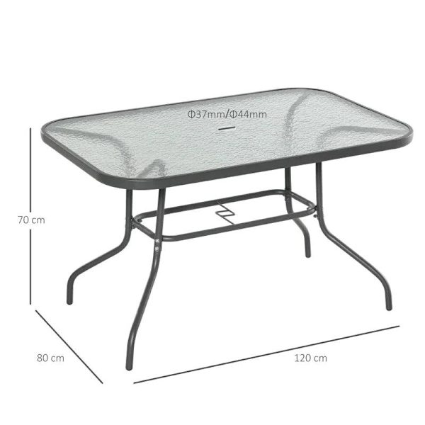 Rootz Puutarhapöytä - Bistropöytä - Parvekepöytä - Puutarhan sivupöytä - Aquatex Lasinen puutarhapöytä - Hiilenharmaa - 120 x 80 x 70 cm