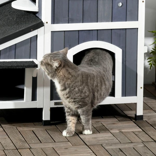 Rootz Outdoor Cat House - Kaksi tasoa - Useita sisäänkäyntiä - V