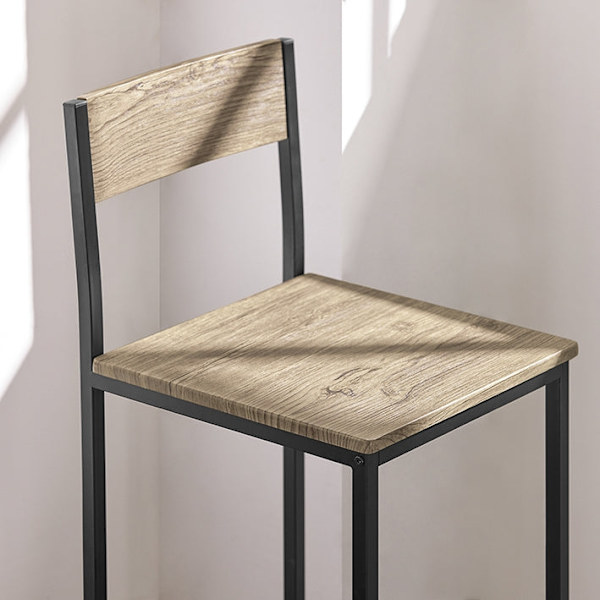 Rootz 3-osainen baaripöytäsetti - Baarituolit - Ruokailuryhmä - MDF-viilulevy - Metallirunko - Kevyt ja kestävä - Helppo huoltaa - Pöytä: 89 cm x 45 c