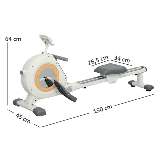 Rootz Rowing Machine - Home Trainer - Øvelsesudstyr - 16 Magnetiske niveauer - 150 kg kapacitet - 150 cm x 45 cm x 64 cm