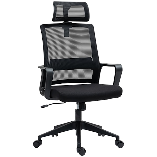 Rootz Justerbar kontorstol - skrivebordsstol - drejestol - Halsstøtte - sort - 60 cm x 64 cm x 102-112cm