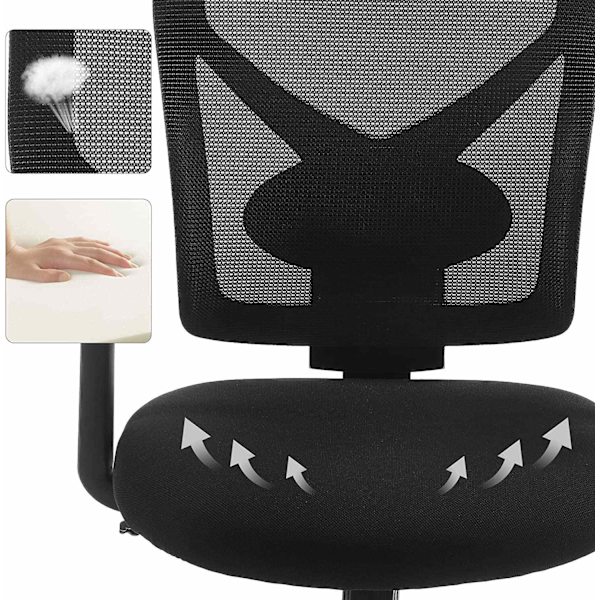 Rootz Ergonomic Office Chair - Skrivebordsstol - Justerbar lændestøtte - Forebygger muskeltræthed - Justerbar sædehøjde - 110,5-112,5 cm x 53 cm x 52