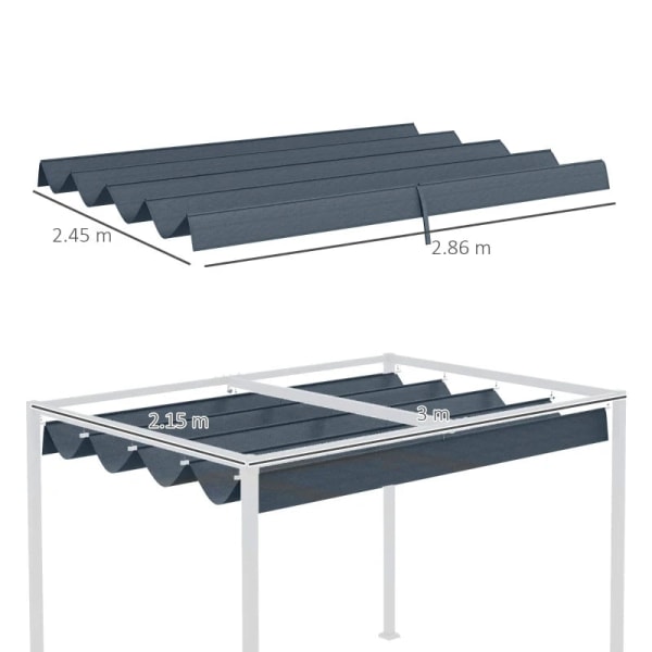 Rootz-vaihtokatto - Pergola-katto - Aurinkosuoja - Jatkettava - Puutarhahuvimaja - Helppo koota - Polyesteri - Harmaa - 286cm x 245cm x 16cm