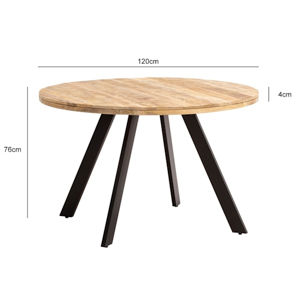 Rootz Round Dining Bord - Moderne spisebord - Natural Wood Grain Table - Håndlavet unikt design - 120 cm x 120 cm x 76 cm