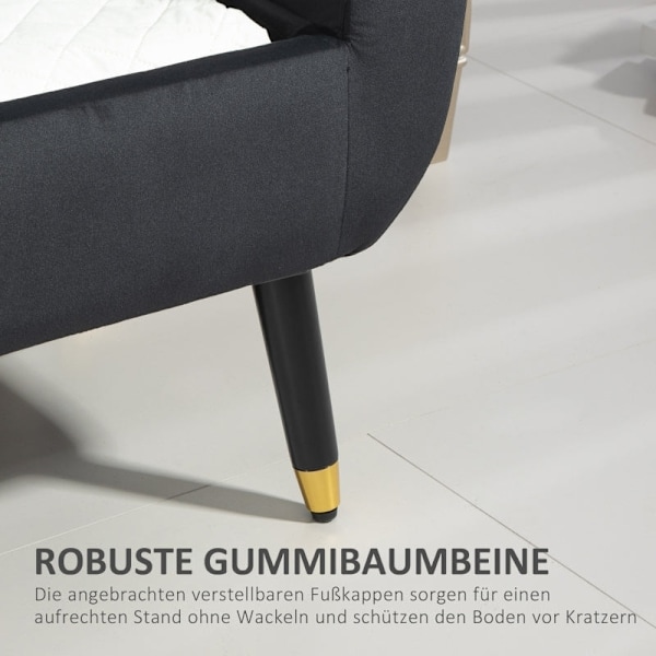 Rootz Velvet Penkki - Tummanharmaa - Säilytyspenkki - Vintage Design - Kapenevat kultaiset jalat - Hengittävä polyesteri - 107cm x 42cm x 65cm