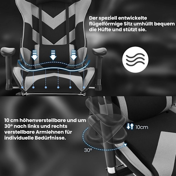 Rootz Gaming Chair - Højrygget Stol - Hvilestol - Ergonomisk design - 57cm x 50cm x 125-133cm - Metalstel - Imiteret læder/stof