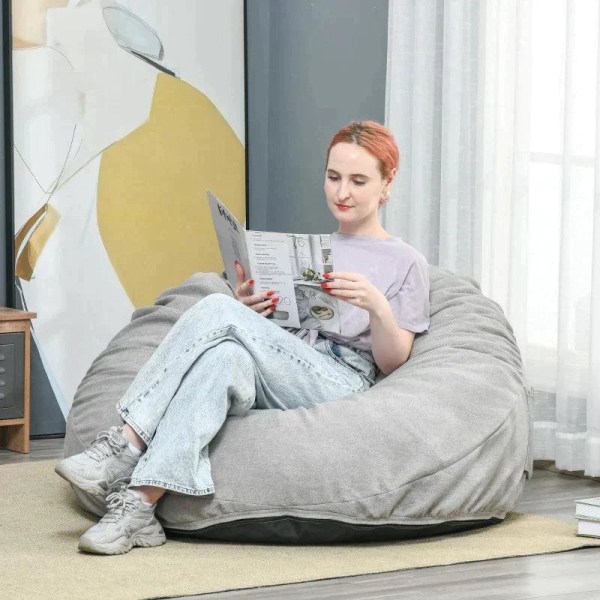 Rootz Beanbag - Soffa Beanbag - Golvstol - Tvättbart överdrag - Ljusgrå