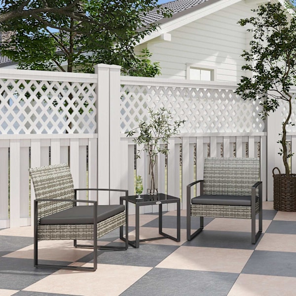 Rootz 3 -Dart Garden Lounge Set - Udendørs møbler - Patio siddepladser - Komfortabel med puder - 63 cm x 57 cm x 76 cm stol, 42,5 cm x 40 cm x 39 cm t