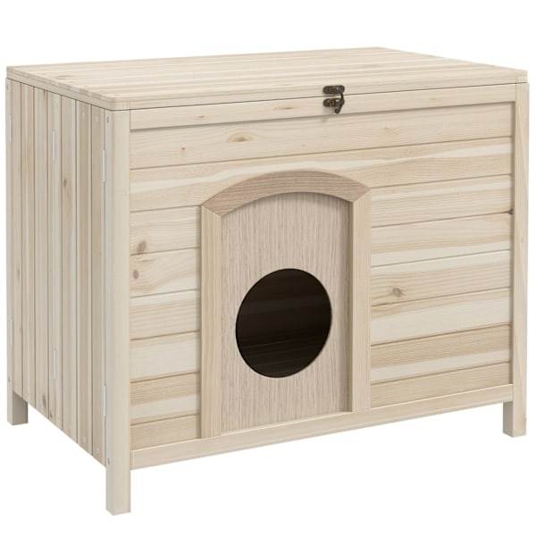 Rootz Small Pet House - Cat Shelter - Dwarf Rabbit Abode - Foldbar Wood - 78cm x 51 cm x 62 cm