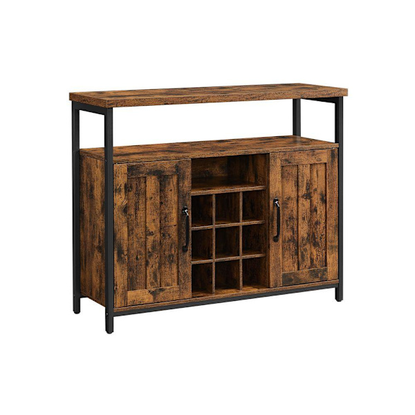 Rootz Skänk - Vintage skänk - Matsalsskänk - Köksskänk - Förvaringsskänk - Träskänk - Konsolskänk - Spånskiva - Stål - Brunsvart - 100 x 35 x 81,4 cm
