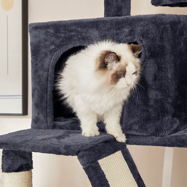 Rootz Cat Scratching Post Tree - Kattmöbler - Högt Scratching Tower - Lekplats i flera plan - Sisalstolpar - 60cm x 50cm x 206cm