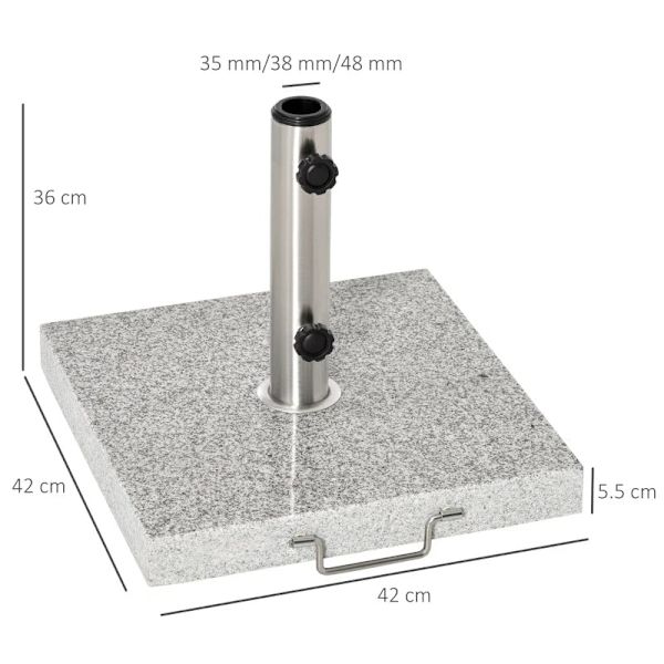 Rootz Mobile päivänvarjoteline - Sateenvarjojalusta - Sateenvarjojalusta 25kg - Aurinkovarjo marmoriteline - Marmori + ruostumaton teräs - Hampunharma