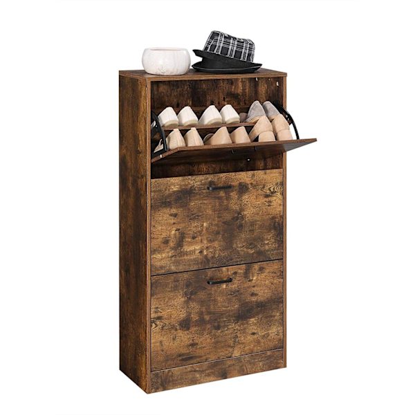 Rootz Skoskab - Organizer - 3 hængslede døre - Brun - Forarbejdet træ - 60 x 24 x 120 cm