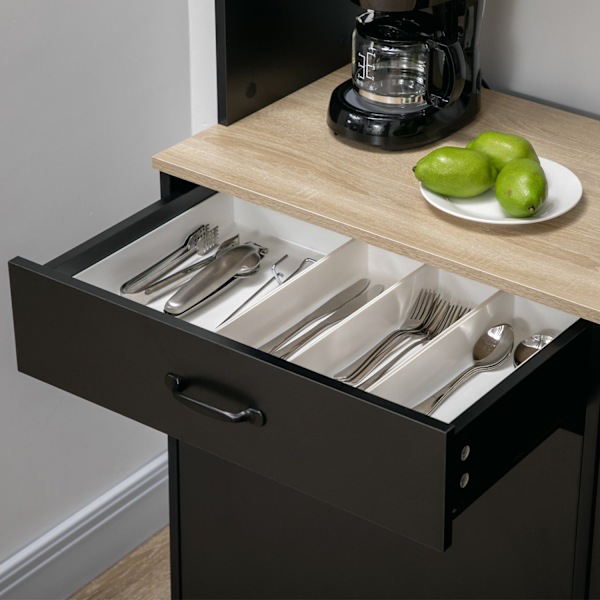 Rootz Industrial Design High Buffet - Korkea säilytyskaappi - Musta tammi -sivupöytä - runsaasti säilytystilaa - 119W x 41d x 180h cm