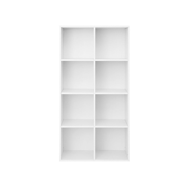 Rootz Simple Hylde med 8 rum - Flydende hylde - Væghylde - Træhylde - Industriel hylde - Opbevaringshylde - Spånplade - Hvid - 65,5 x 30 x 129,5 cm (B