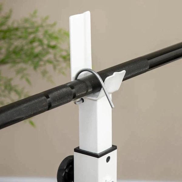 Rootz Viktbänk med viktställ - Bröstpress - Benpress - Armstöd för Bicep Curls - Stål - Svartvitt - 180L x 134W x 113-136H cm