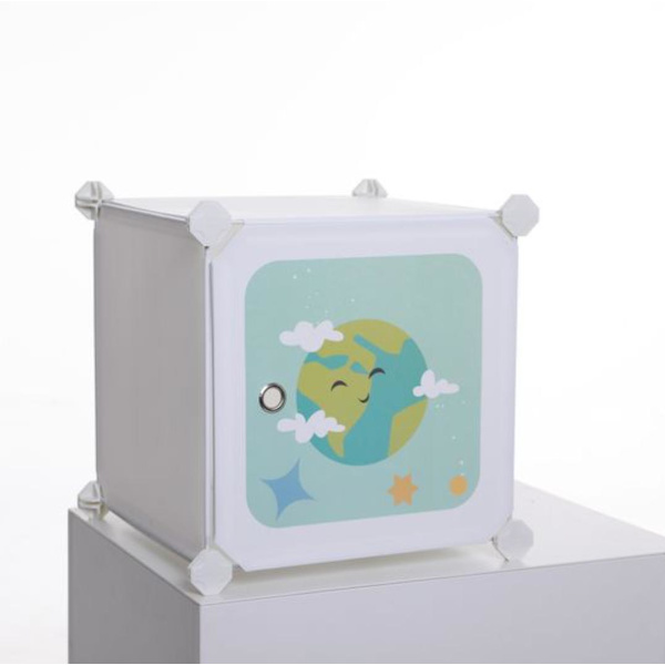 Rootz Opbevaringsbokse - Opbevaringsskab - Børneværelse - 16 terninger - Plast - Hvid - Legefuldt design - 123 x 31 x 123 cm