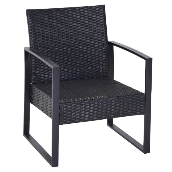 Rootz Havesæt - Siddegruppe - 2 Stole - 1 Bord - 3-delt - Hynder - Polyrattan - Sort