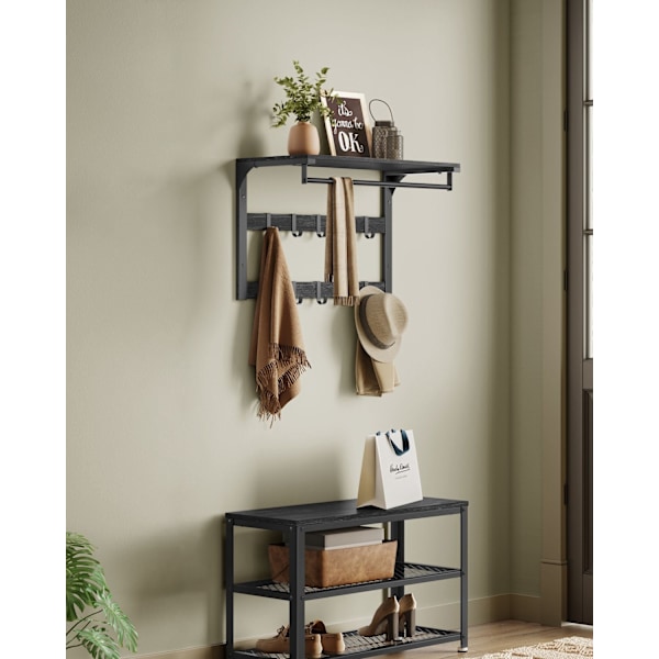 Rootz Wall Garderobe hylde - frakkeholder - opbevaringskroge - Rumbesparende design - 30 cm x 65 cm x 42 cm