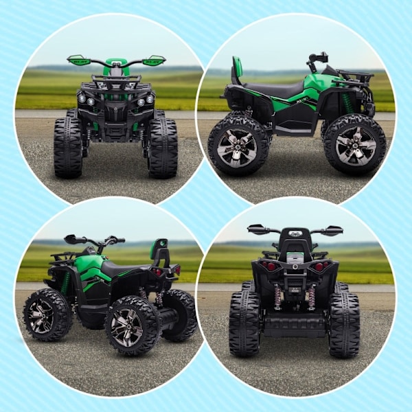 Rootz elektrisk fyrhjuling för barn - ATV för barn - Laddningsbar - 12V-motorer - Hastighet 3-8 km/h - MP3-spelare - Grön - 100 cm x 65 cm x 73 cm