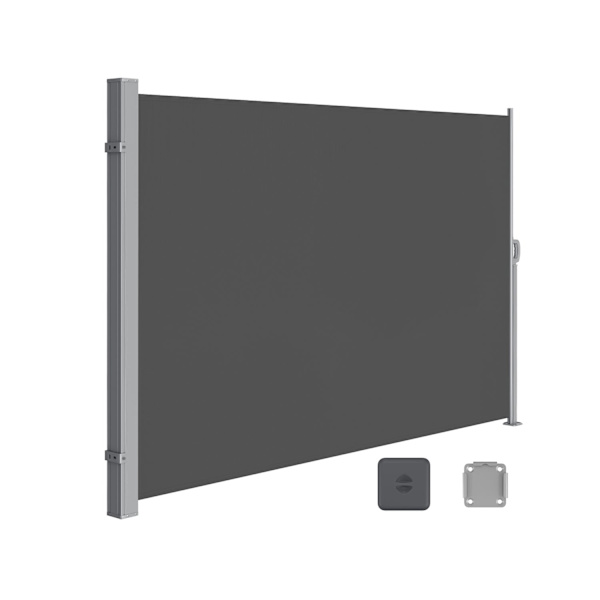 Rootz Sidefortelt - Udendørsskærm - Solskærm - 200x300cm - Antracitfarve - Holdbart stål - UV-resistent - 8,9 kg - 220g/m² polyester