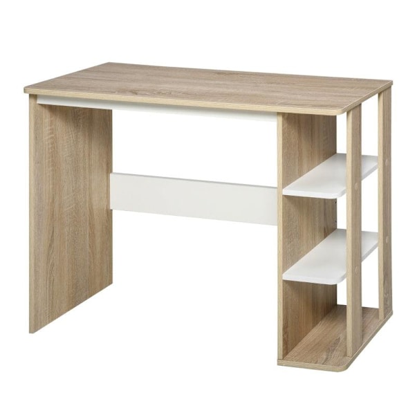 Rootz Desk - Bookshelf - Computer Desk - Office Table - Nature/White - 100 x 44 x 74 cm