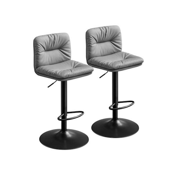 Rootz Grey 2-delads set barstolar - Bänkstolar - Köksö-sittplatser - PU-material - Metallram - Skumstoppning - Justerbar höjd - Kompakt design - Ergon